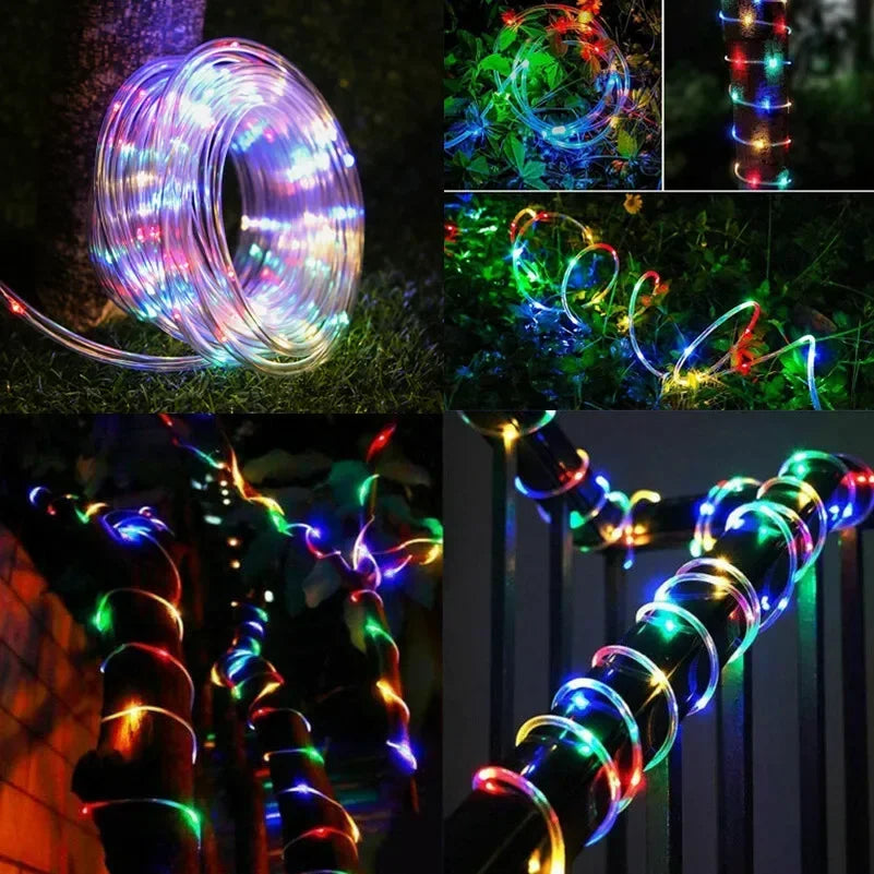 LED Solar String Lights Waterproof Tube Rope – Outdoor Garden Fairy Lights Christmas Garland Holiday Decoration Lighting