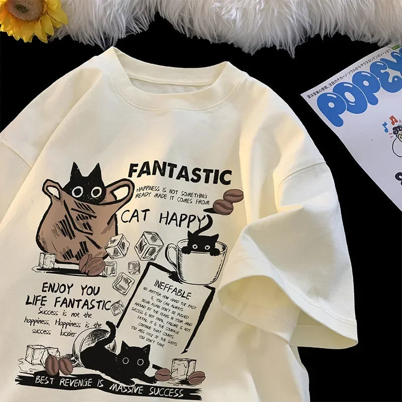 KawaiiStreet Oversize Cat Crew Tee