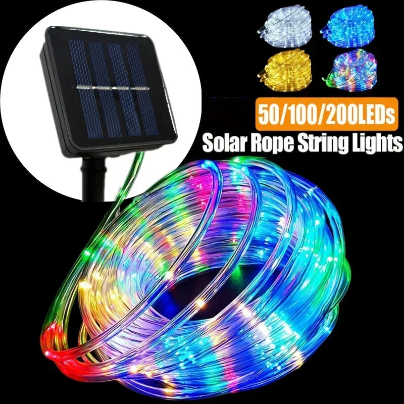 LED Solar String Lights Waterproof Tube Rope – Outdoor Garden Fairy Lights Christmas Garland Holiday Decoration Lighting