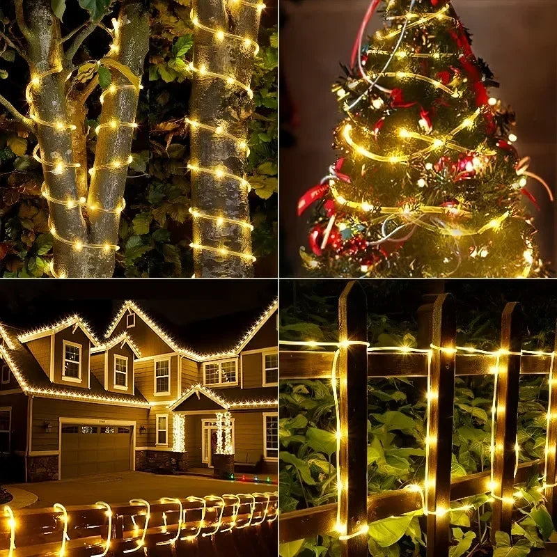 LED Solar String Lights Waterproof Tube Rope – Outdoor Garden Fairy Lights Christmas Garland Holiday Decoration Lighting