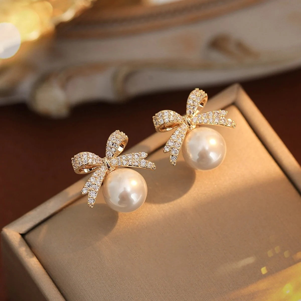Elegant Pearl Drop Crystal Earrings