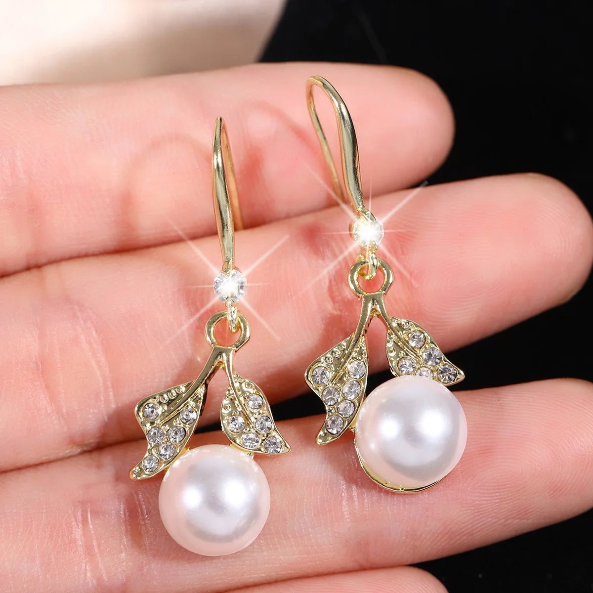Elegant Pearl Drop Crystal Earrings