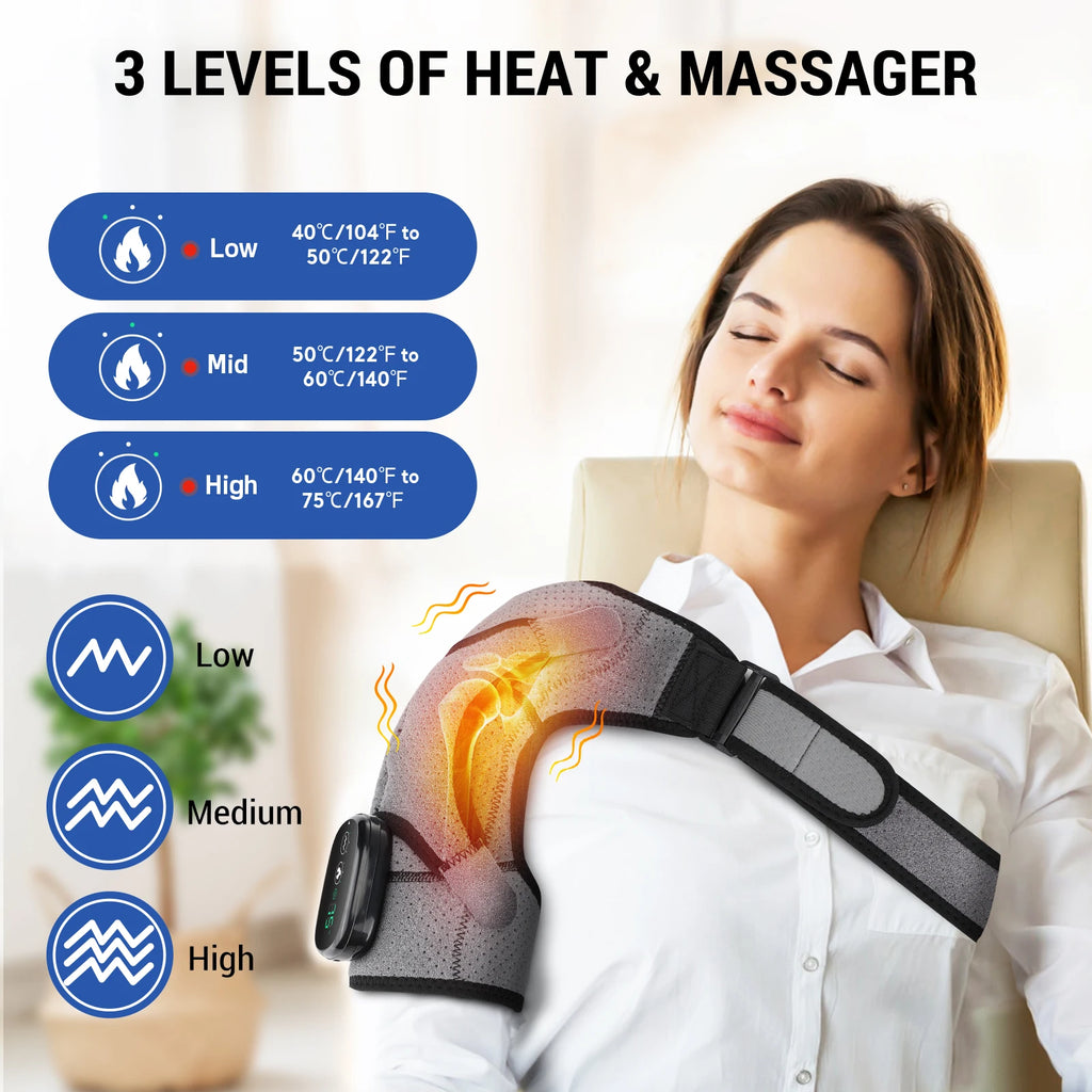 Electric Shoulder Massager Thermal Elbow Support Belt Vibrator Joint Relax Knee Heated Massage Heating Vibration Cordless Braces
