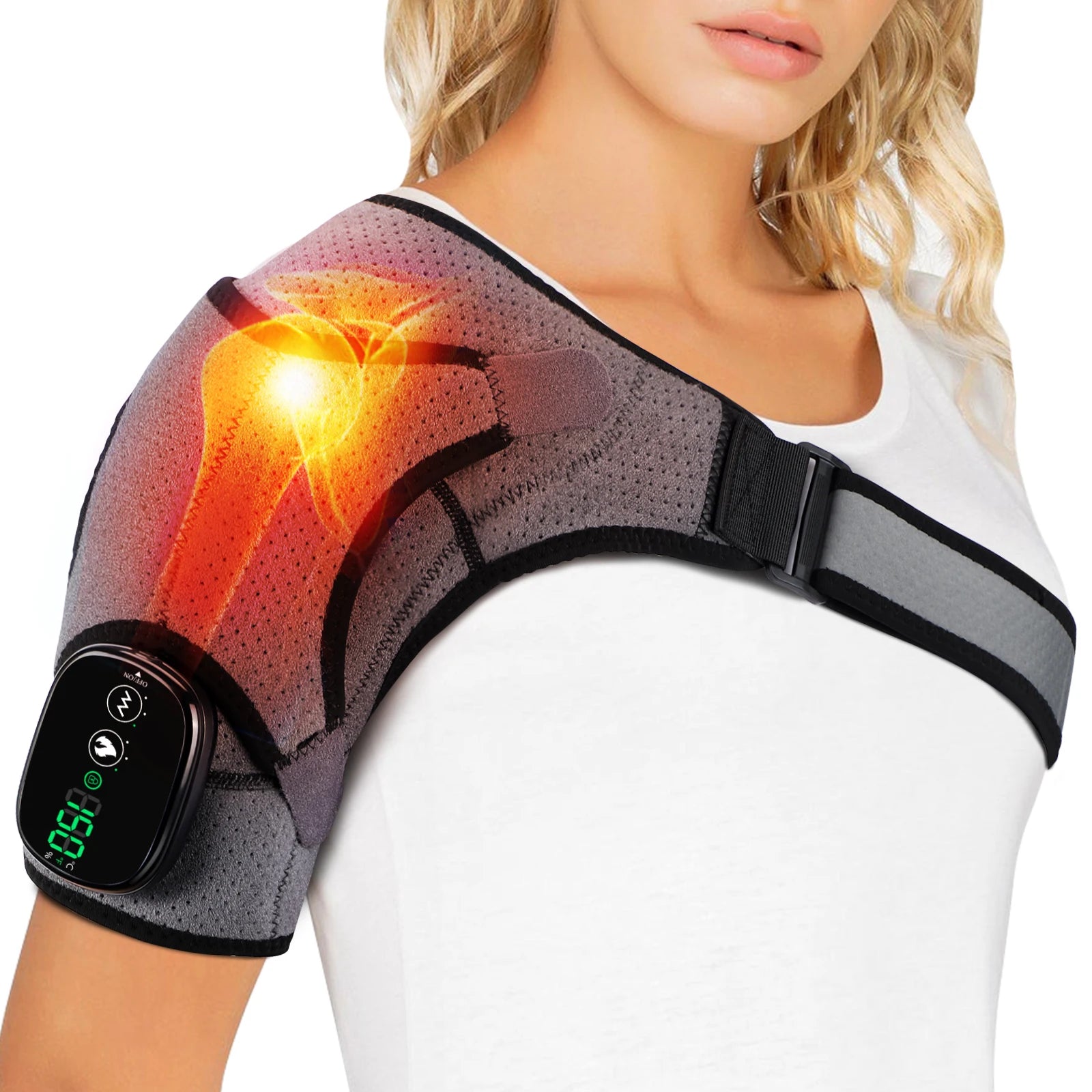 Electric Shoulder Massager Thermal Elbow Support Belt Vibrator Joint Relax Knee Heated Massage Heating Vibration Cordless Braces
